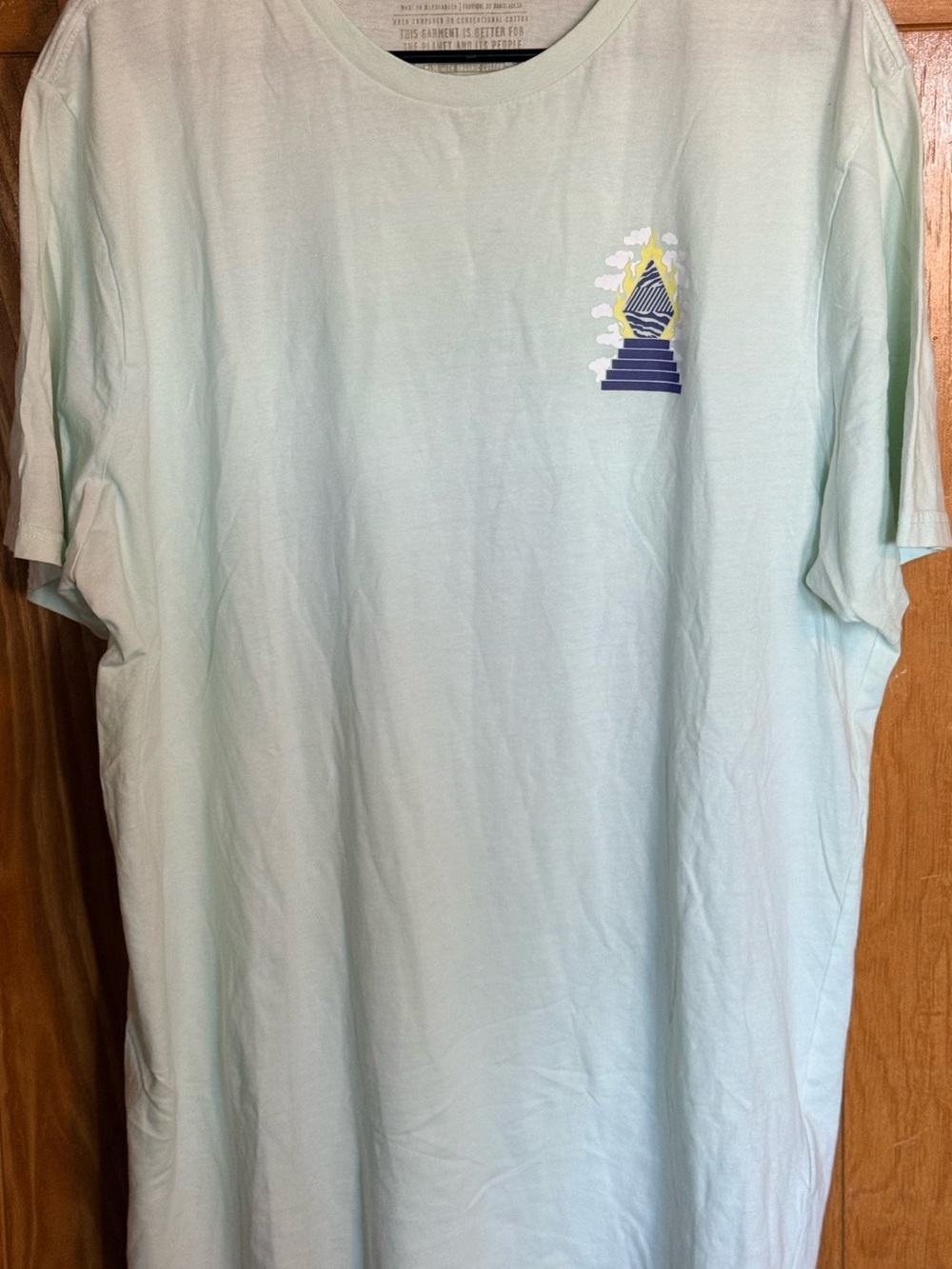 Volcom Light Mint Short Sleeve Tee with Small Chest Graphic and graphic on back